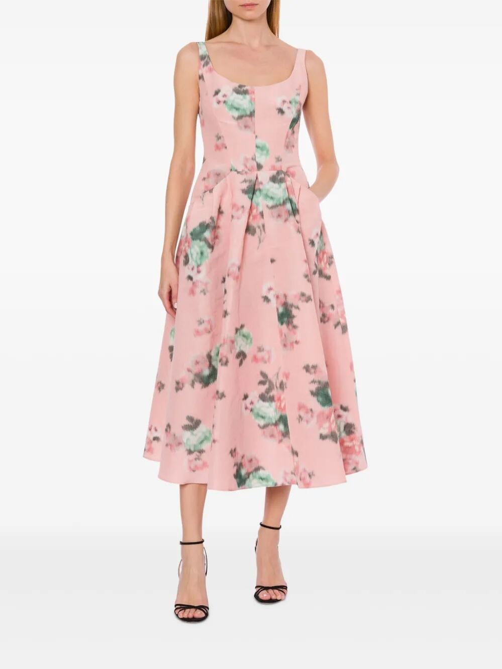 Philosophy Di Lorenzo Serafini Floral A-Line Fit & Flare Midi Dress 40 6